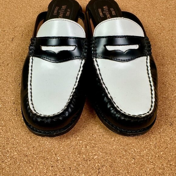 G.H. BASS Weejuns Wynn Mule Black & White Leather Women's Size 6.5 - Picture 2 of 5